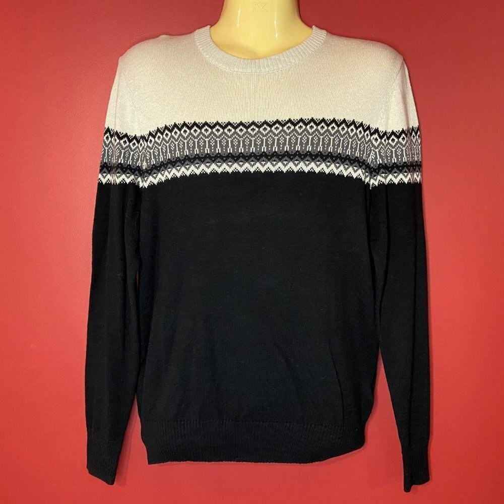 PORTER + ASH Men's Oatmeal / Black Knit Sweater - Size Small - NWT